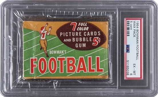 1954 Bowman Football Unopened Five-Cent Wax Pack – PSA EX-MT 6